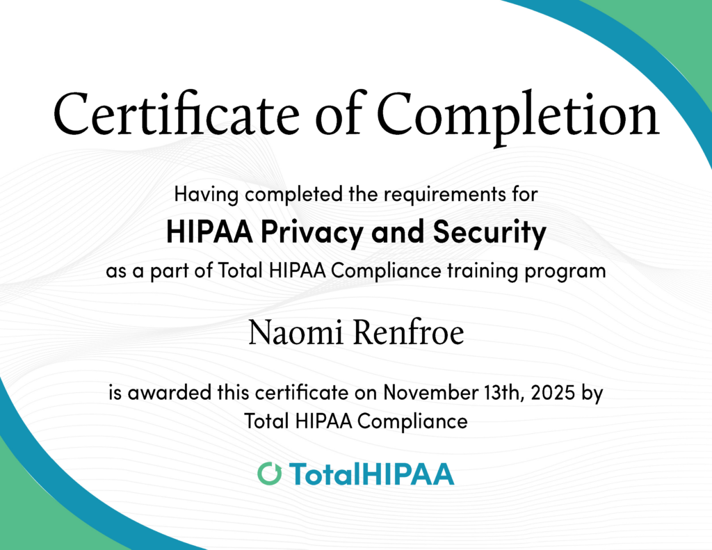 NCR Medical Lab - HIPAA Compliance Certificate